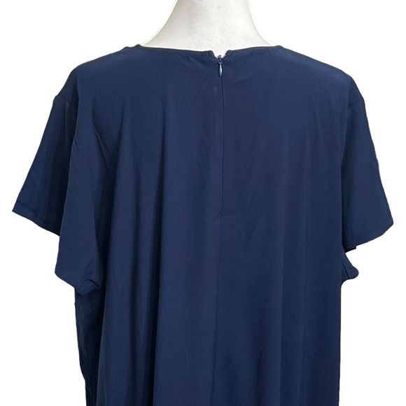 Universal Standard T Shirt Dress Blue Women’s 22-24 Midi Draped Short Sleeves - Picture 5 of 9